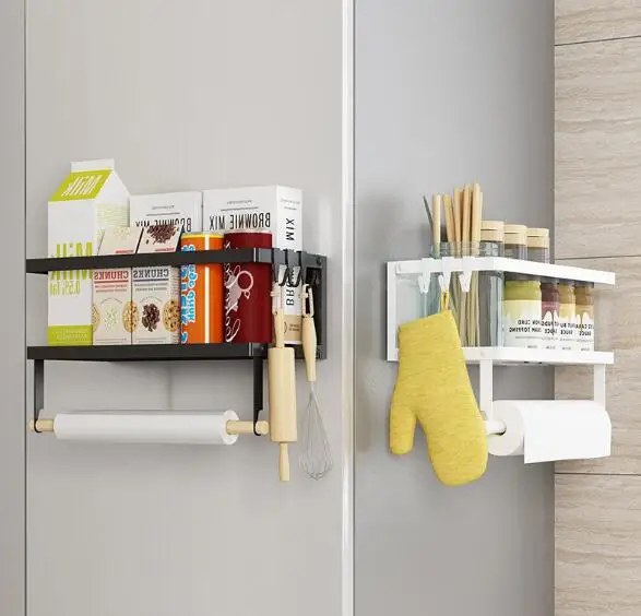 Magnetic Fridge Spice Rack Organizer for Kitchen,Magnetic Paper Towel Holder Rack Shelf for Refrigerator