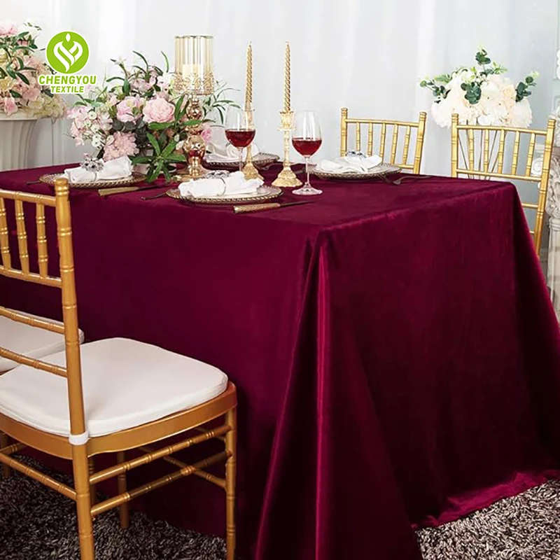 280GSM Italian Velvet Tablecloth 90x132inch Premium Thick Cloth Cover for Event Banquet Party Wedding Rectangular Table Linen