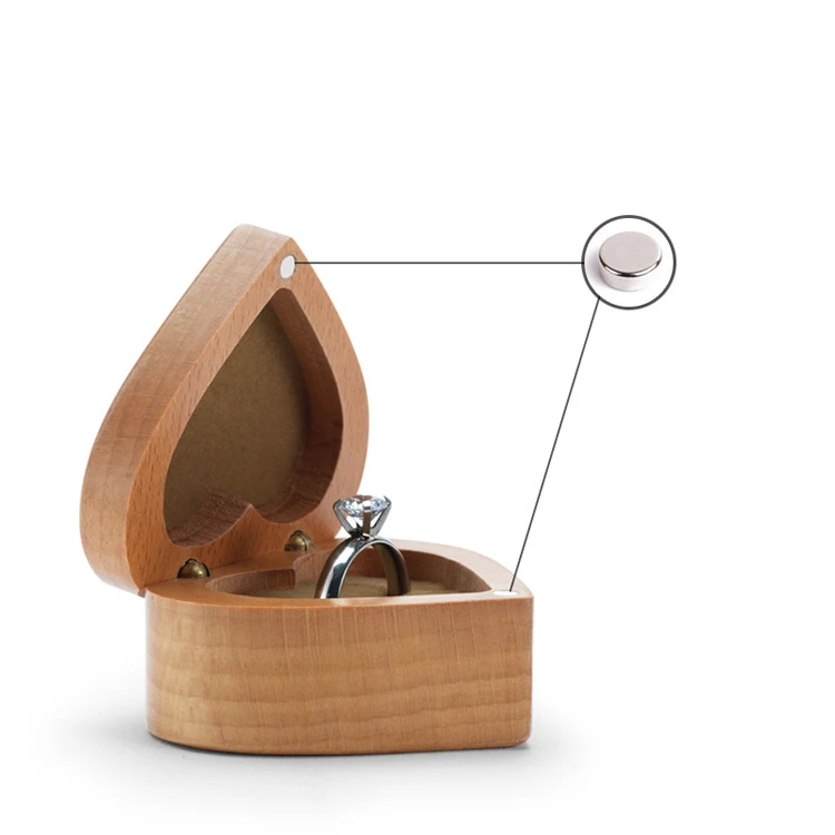 Wholesale Cheap Wooden heart-shaped ring box jewelry box