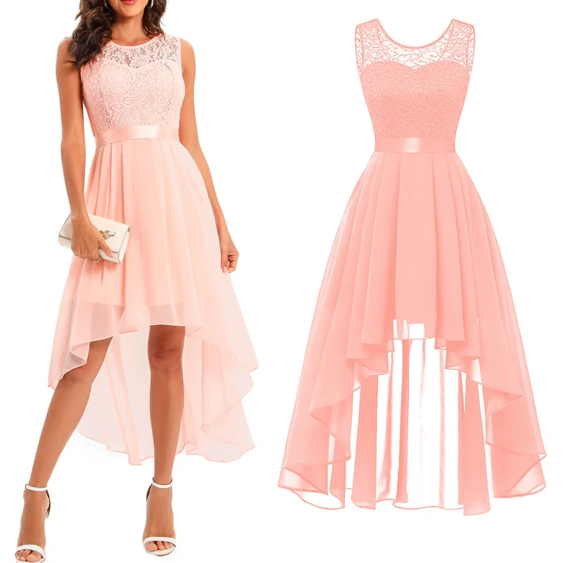 2022 Sleeveless Lace Chiffon Ball Gown Bridesmaid Dresses Wedding Party Robes Long Style Brides Maid Dress Vestidos