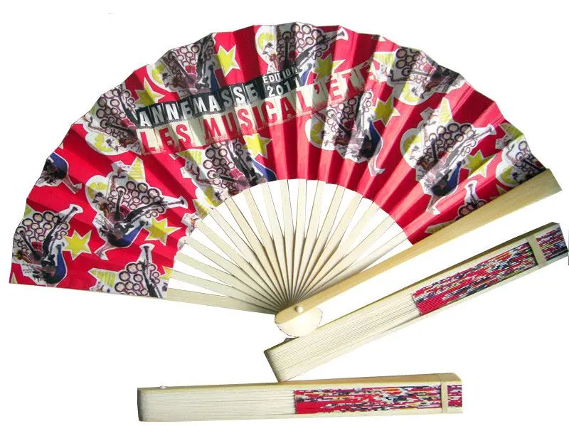 Custom logo portable hand held bamboo fan custom printed folding handfan factory Price 21/23/26.5cm