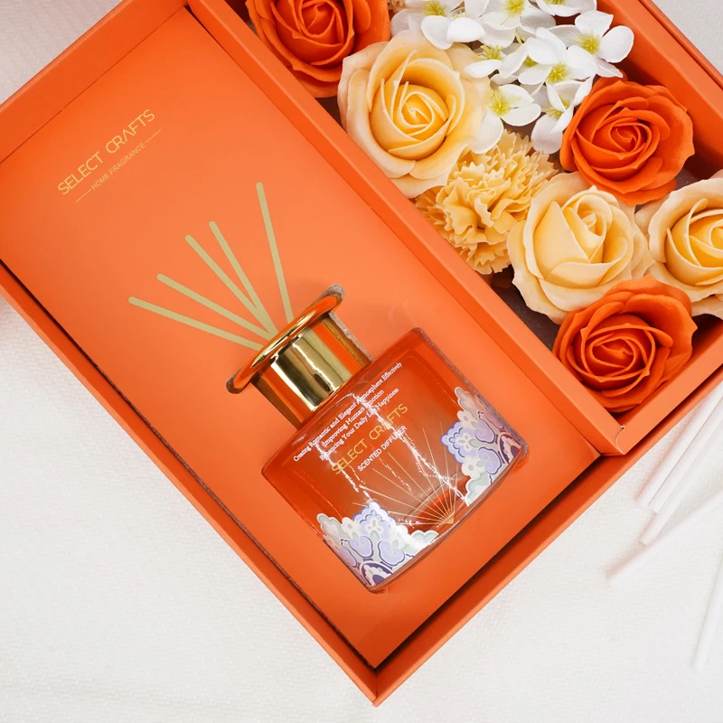 Wholesale Private Label Custom Gift Box Home Decor Preserved Flower  Essential Oil  Perfume Luxury Reed Diffuser