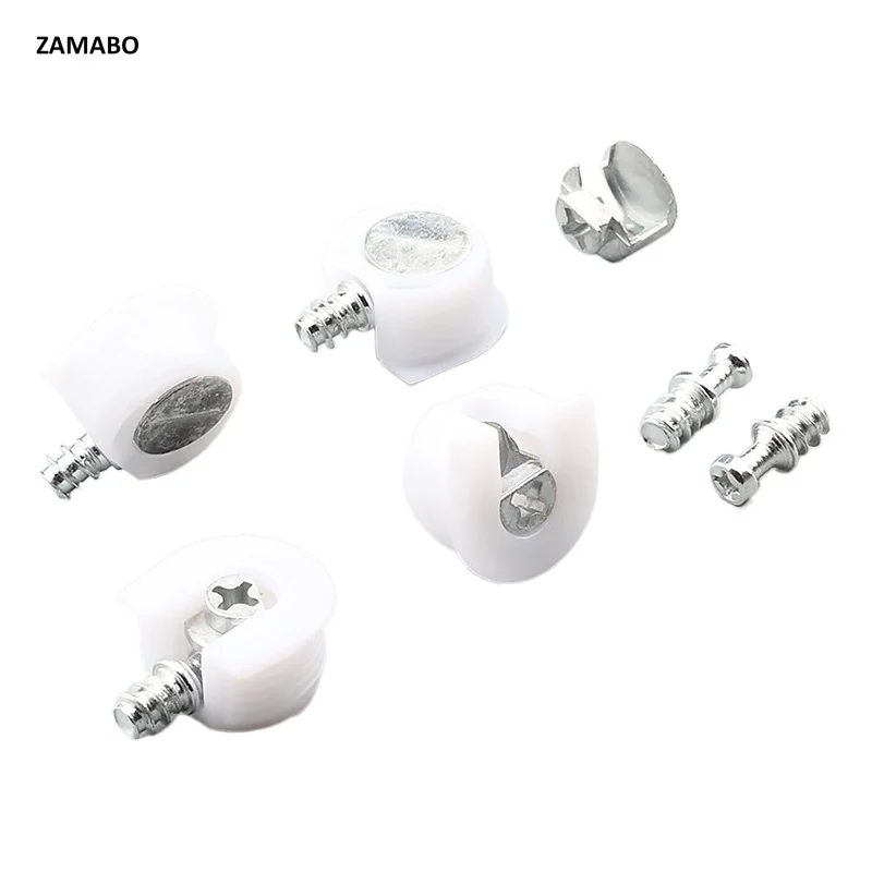 Three-in-One Furniture Fittings Iron Material Plastic Fastening Connector Hidden Plastic Glass Cabinet Shelf Pin