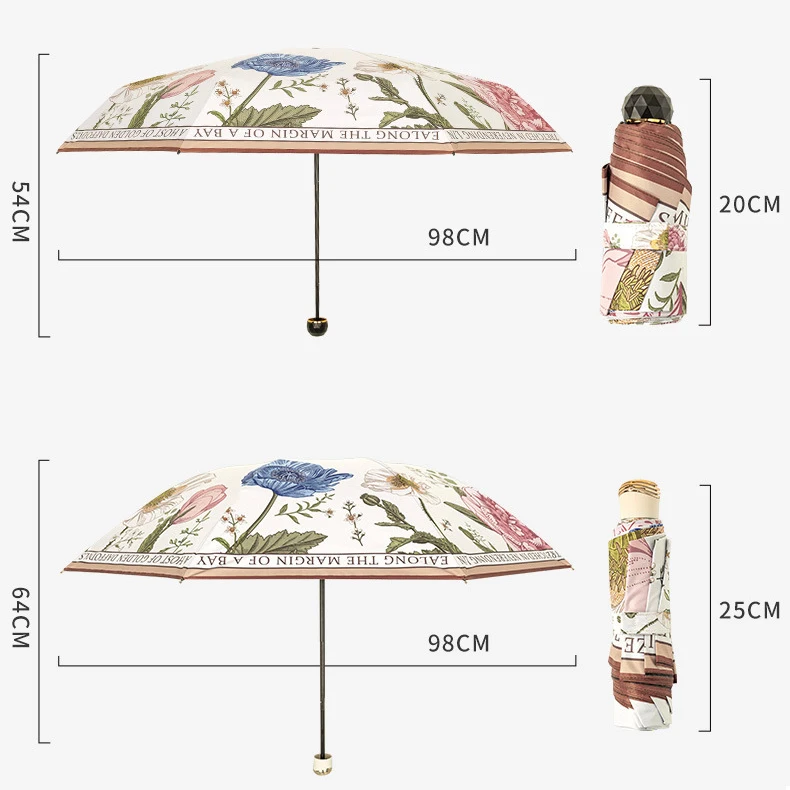 National Three-Fold UV Protection Adult Umbrella Summer Rain Clear Dual Purpose Female Wind-Deflecting Digital Classic Polyester