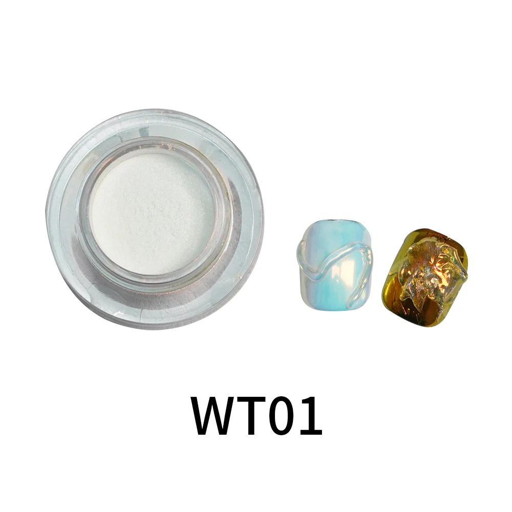 Привлекательный Аврора пигмент для ногтей зеркальный жемчужно-белый порошок