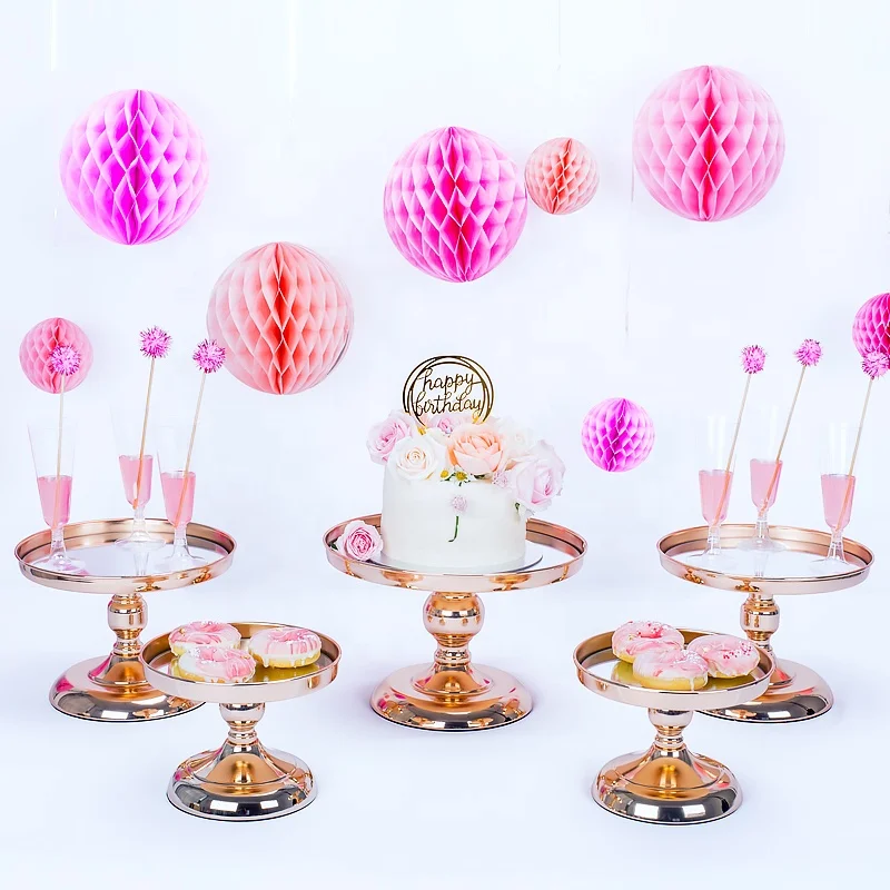 
gold silver round hanging crystal beaded multilevel metal wedding cupcake mini cake stand set decorating galvanized mirror 