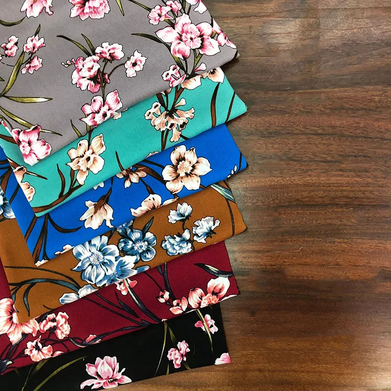 wholesale custom baati somali plain viscose challis Spun rayon flower printed fabric 100% rayon for dress