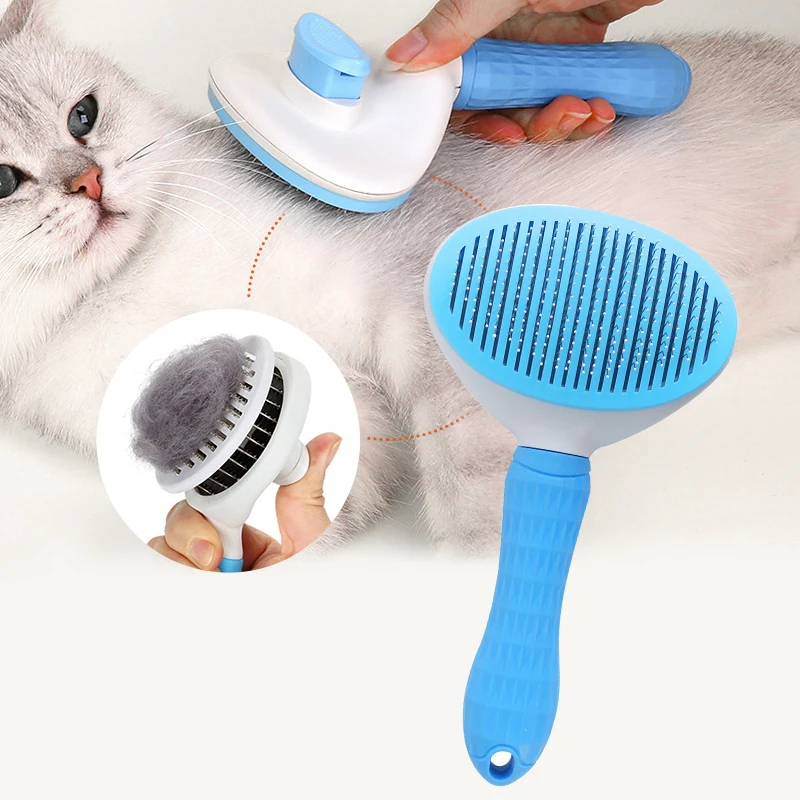 Cat Brush, Cats Pet Grooming Dematting Dog Comb for Shedding Remove Undercoat Mats Hair Pet Massage-Self Cleaning Slicker Brush