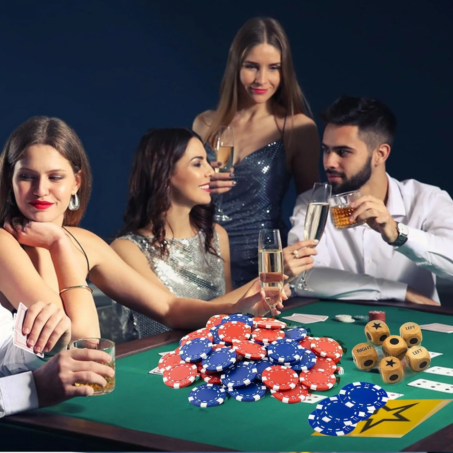 C02205 Customized Good Quality Natural Beech 1 inch 2.5cm wood Dices with Drawstring Bag Left Right Center Game