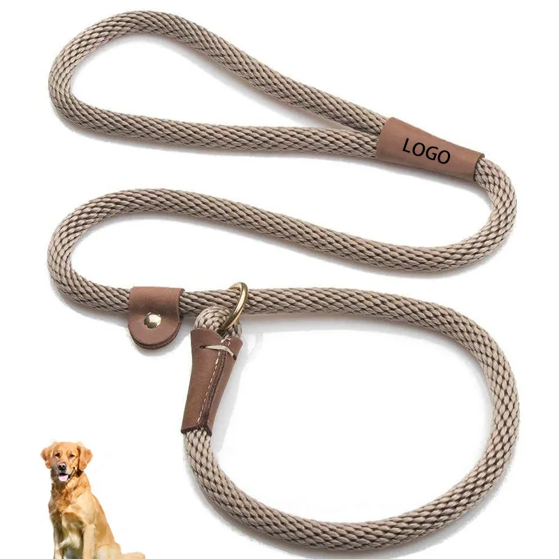 Amazon Hot Sale Custom Logo High Quality Pet Dog Slip Leash Combo Soft  Dog Lead and Collar Slip Lead Dog Leash