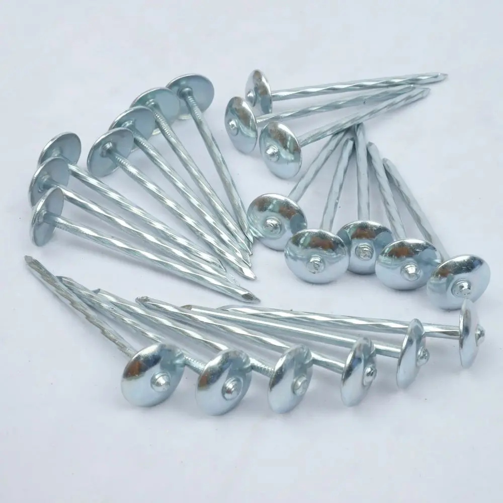 Africa market Good price Galvanized umbrella nail 60mm 70mm 80mm  smooth  twist shank roofing  cap roof nail 2.5inch 3inch 4inch