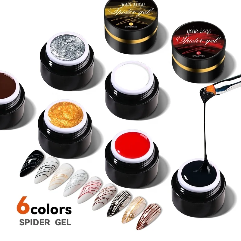 Wholesale Elastic Drawing Painting Gel Polish 6 Colors Private Label 5ml UV Led Spider Variety Styles Creative Painting Gel