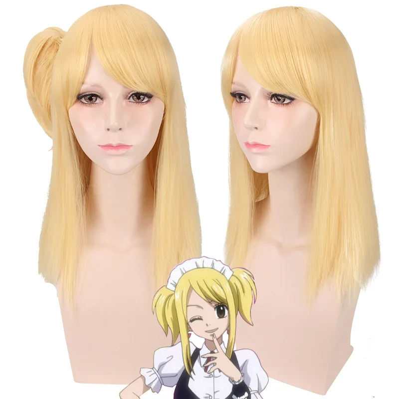 Ainizi gold color heat resistant synthetic fiber series of FAIRY TAIL character of Lucy Heartfilia cosplay wigs for girls