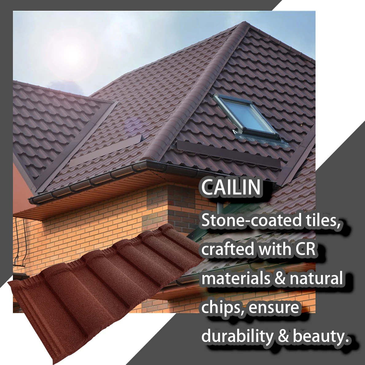 Classic Maroon Roofing Tiles Houses Building Materials Color Polymer Sand Steel Tile Stone Roof