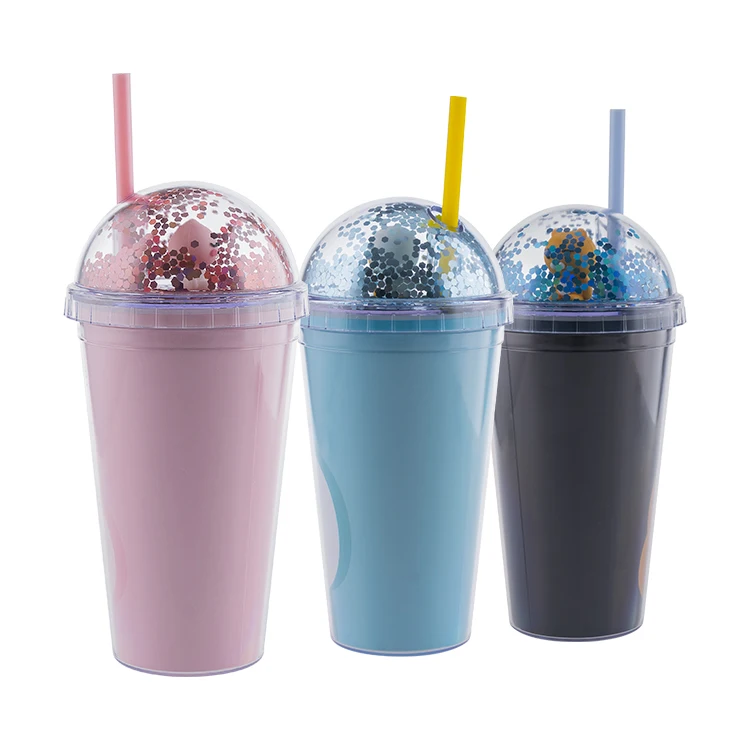 2022 Summer Amazon Hot 12oz 16oz Coffee Mug Double Wall Plastic Cups Kids Tumbler with Straw Lid