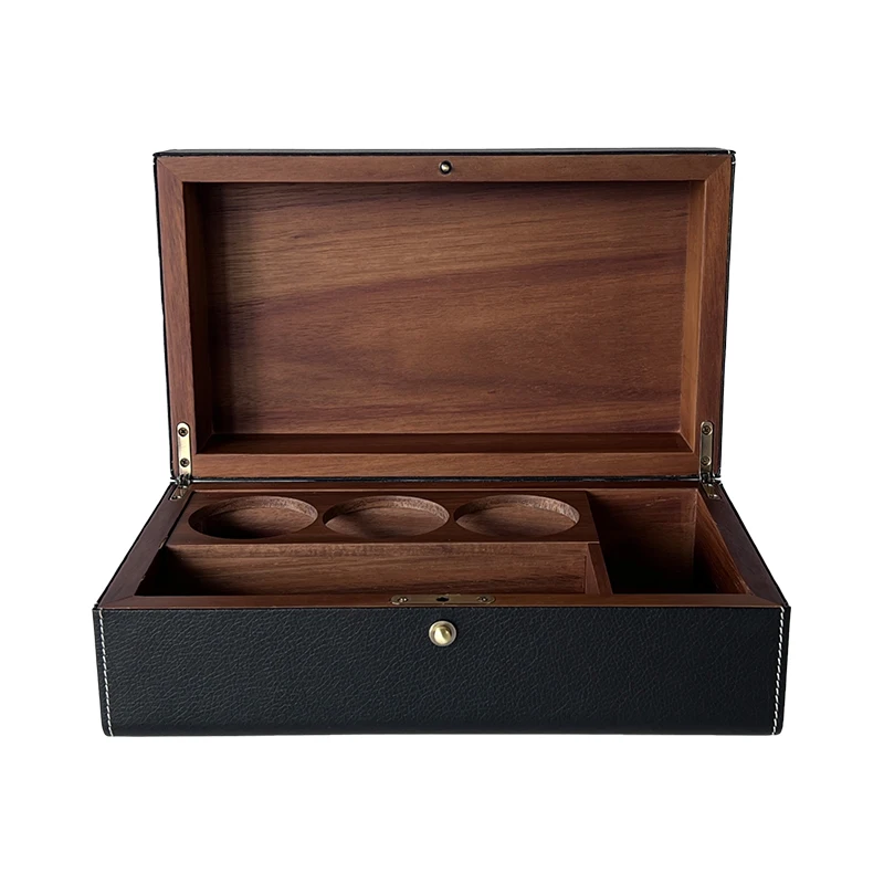 Factory Custom bamboo stash box stash box wholesale Leather High Quality Packing Acacia