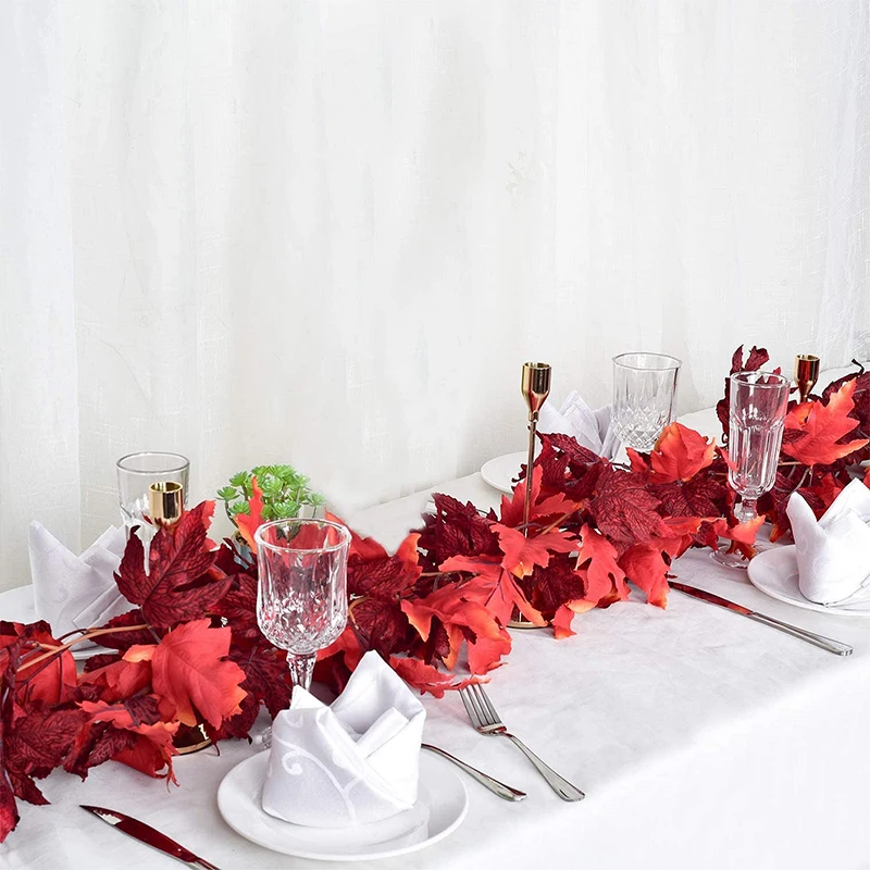 Simulation maple leaf rattan Thanksgiving home decoration wall hanging shooting props 1 piece A artificial rose flower wall wedd