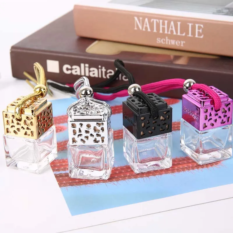 Custom Small Capacity 6ml Square Shape Empty Car Freshener Refill Hanging Car Perfume Bottle
