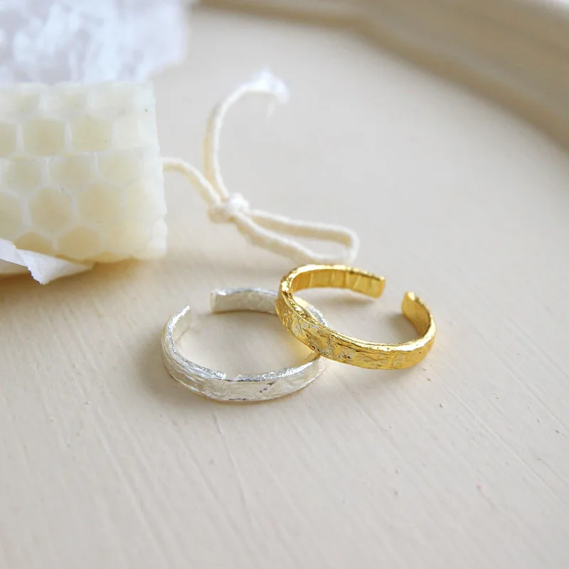 championship S925 silver ring 14 18k plated s925 sterling silver Irregular concave rings for women