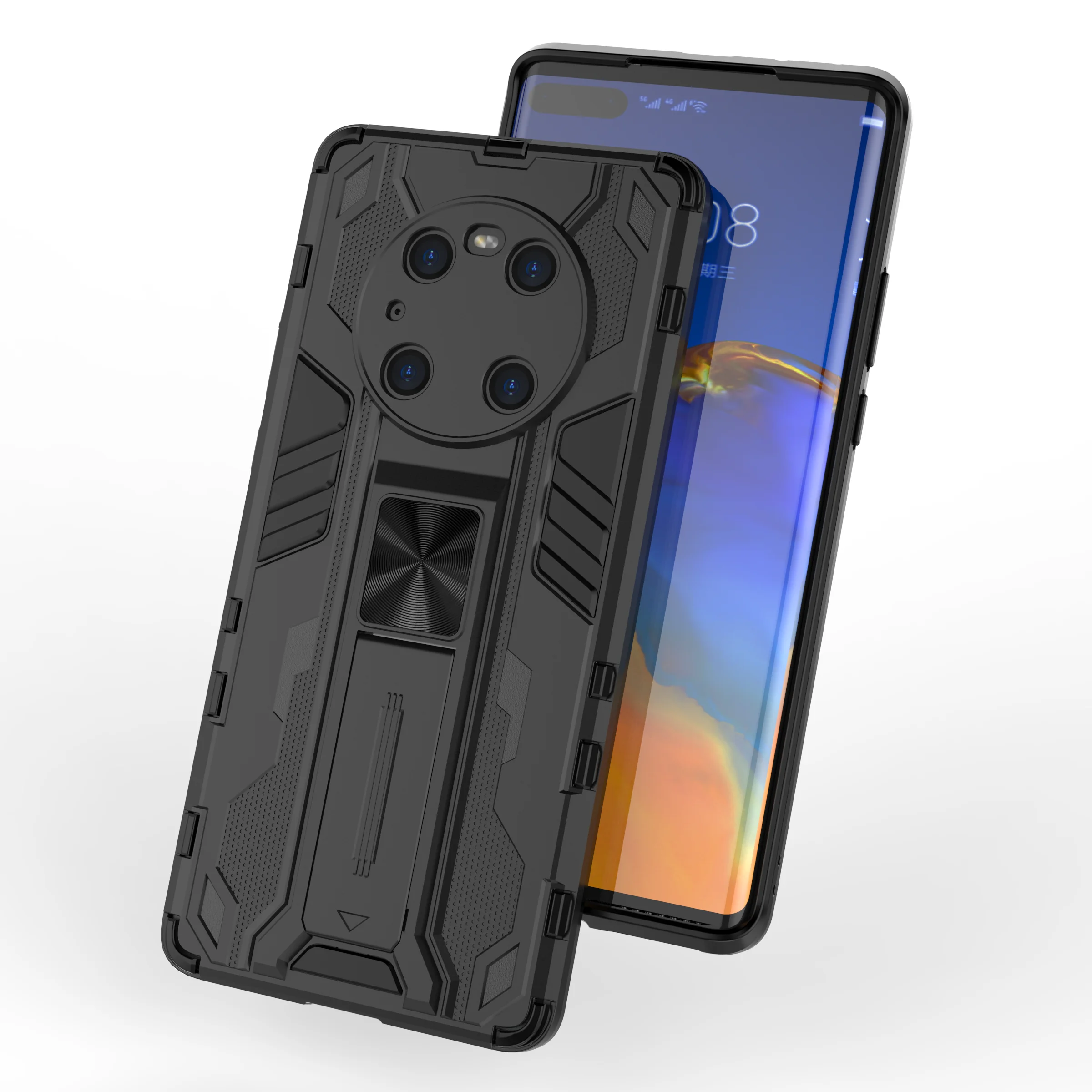 
New Design Armor Multi- colors Folding Invisible Bracket Magnetic Car Mount KickStand Case For Huawei Mate 40 Pro P40 P50 Pro 