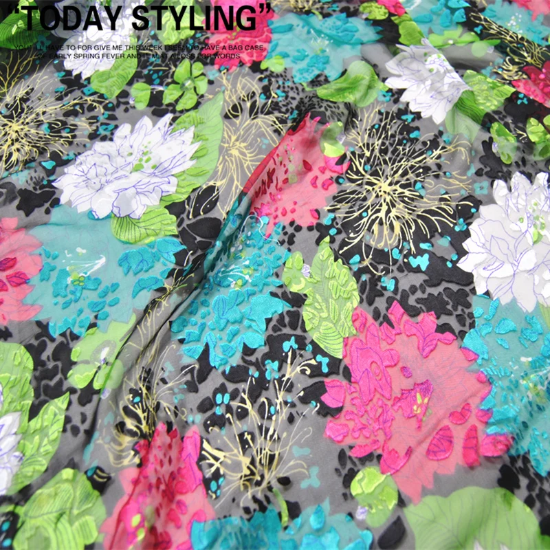 Popular Eastern Country Beautiful Silk Burn Out Fabric Opal Woven Flowers for Scarves Shirt Clothes