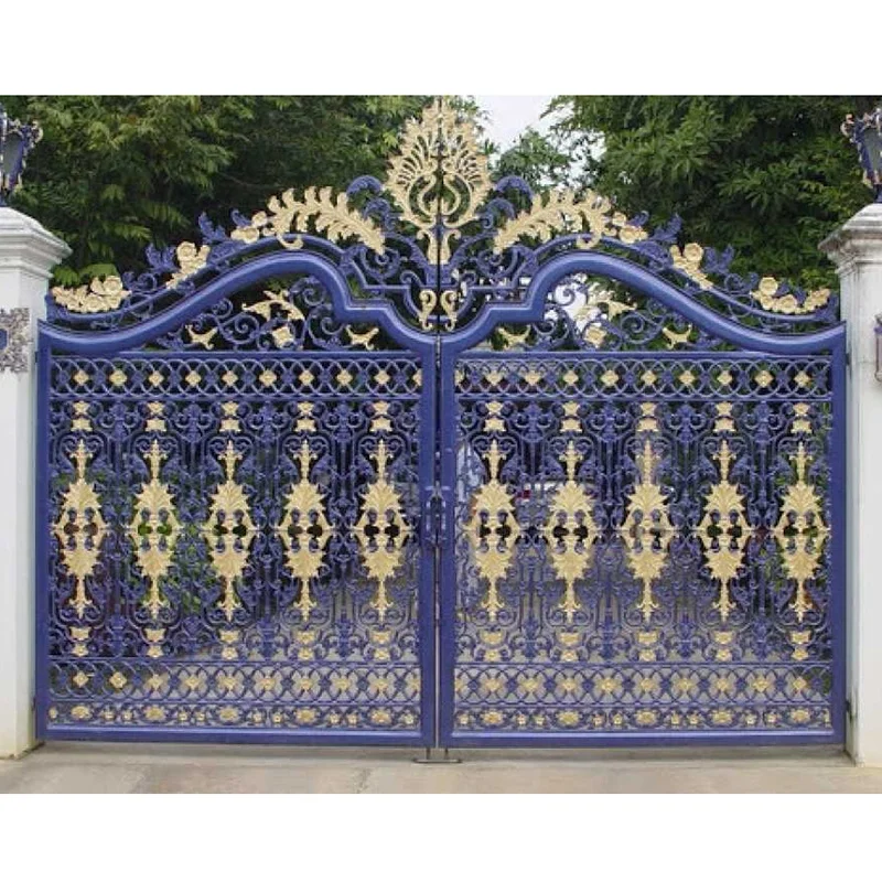 Main latest double door wrought iron gates designs wood steel garden driveway entrance gate