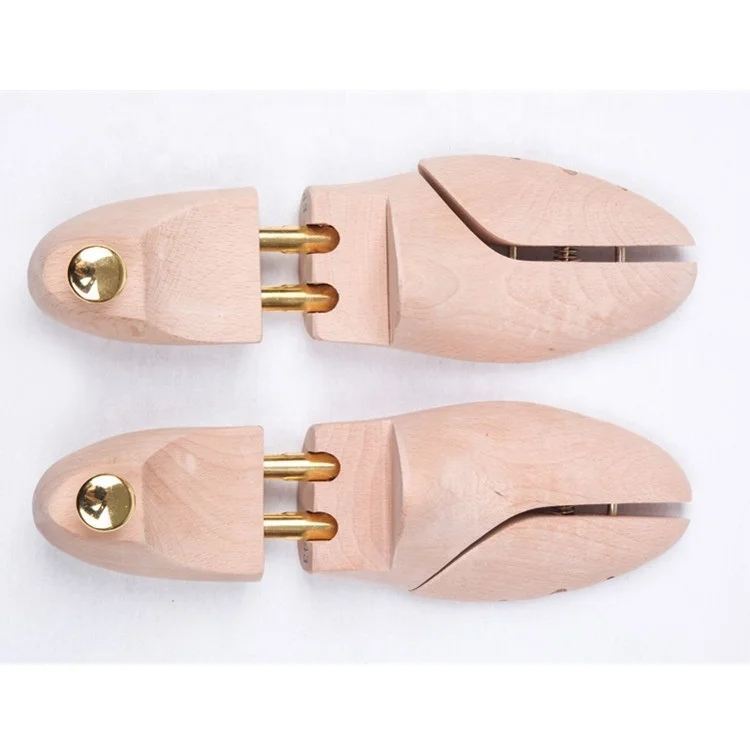 LM036 Twin Tube Adjustable Natural Color Beech Wood Shoe Trees Mens