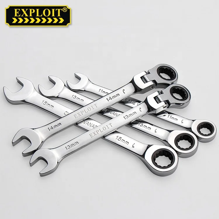 Wholesale Heavy Duty Hand Tool Portable Chrome Vanadium 12PCS Adjustable Combination Ratchet Spanner Wrench Set With Plastic Box