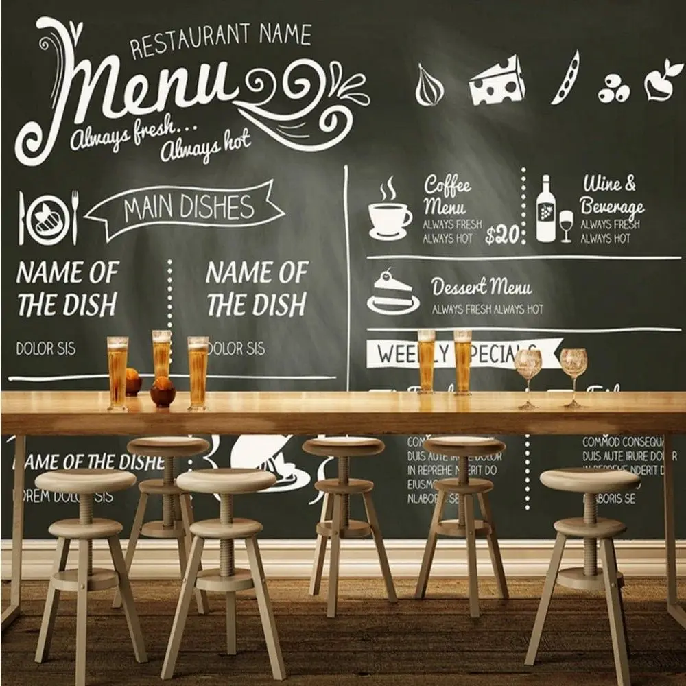 personalized modern wallpaper for fast food restaurant decoration