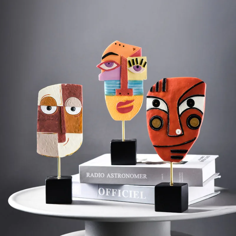 Creative Human Face Head Statue Abstract Human Face Sculpture Character Sculpture for Home Living Room Bed Room Decoration
