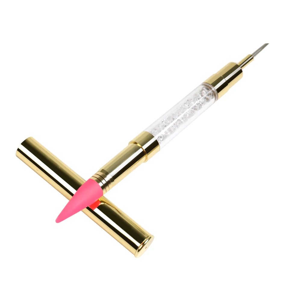 Design High Quality Double Head  Rhinestone Metal Handle  Wax Pen DIY Picker Crystal Dotting Pen Tool