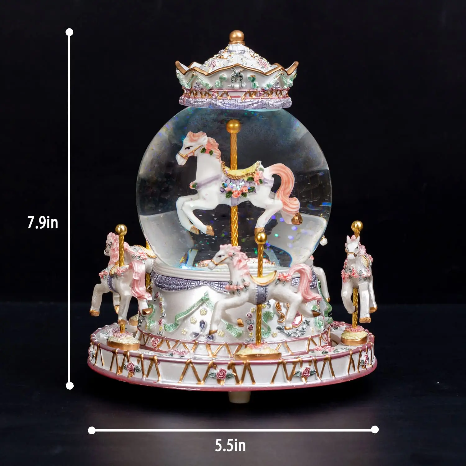 Customized Music Color Gradient Led Light Conversion Snowflake Playback Carousel Unicorn Glass Music Box