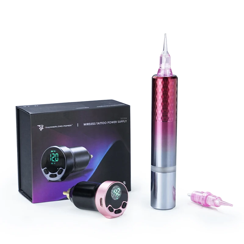 New Hot Sales Wireless Permanent Makeup Machine Kit Wireless Power Supply with Biomaser Screw Cartridge Needles