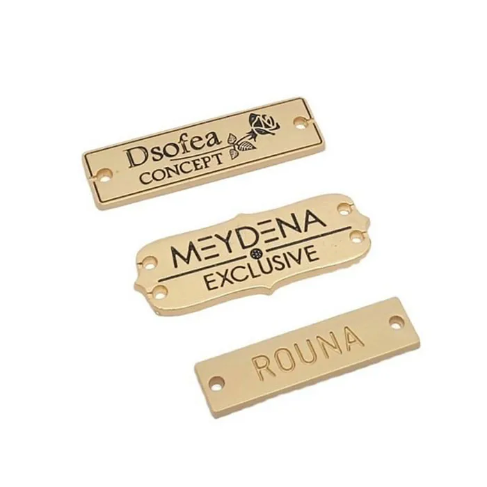 Bag Accessories Custom Handbag Hardware Engraved Metal Brand Logo Plate Tags,High Quality Custom Metal Logo Labels