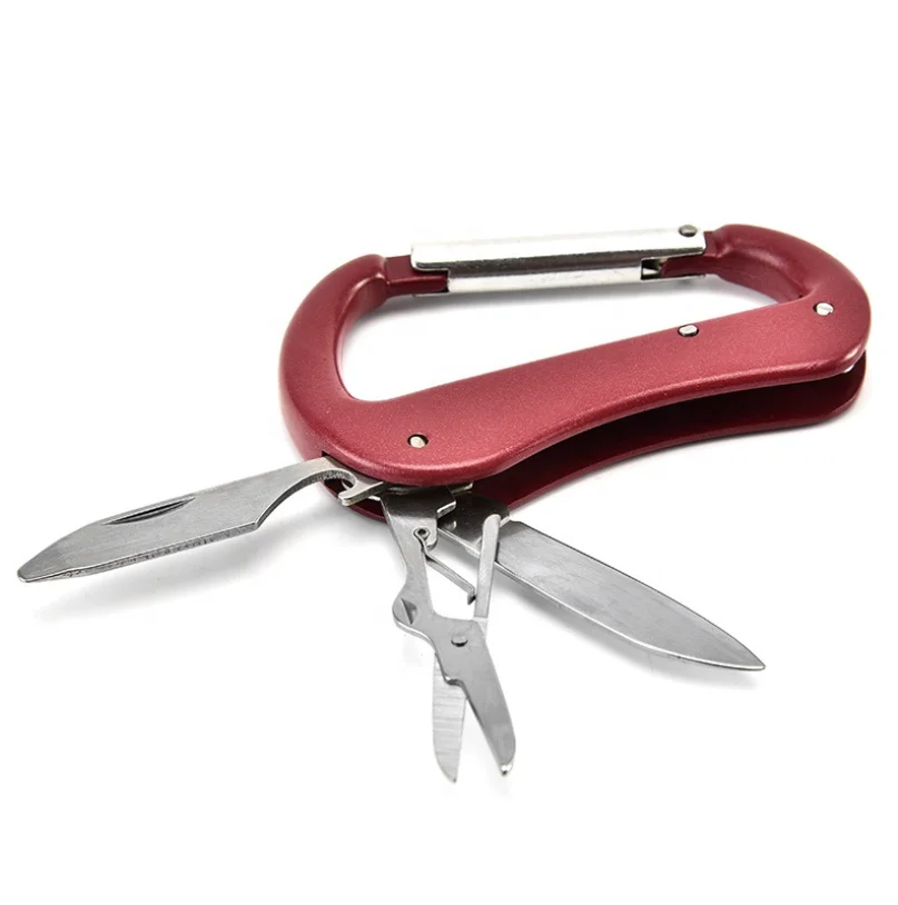Multi-functional Mountaineering Buckle Camping Climbing Safety D Backpack Hook Outdoor Multifunctional Knife Cutting Open Tools