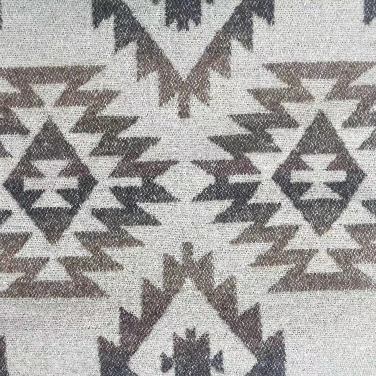 Factory Wholesale 2023 Wool Fabric Bohemian Geometric Aztec Design Navajo Pattern Wool Polyester Fabric for Coat Shawl