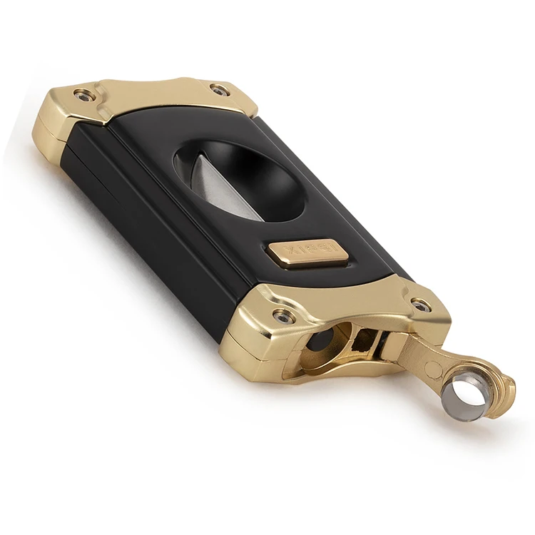 Luxury Gold Cigar Accessories High Quality Stainless Steel Custom Logo V cut Cigar Cutter