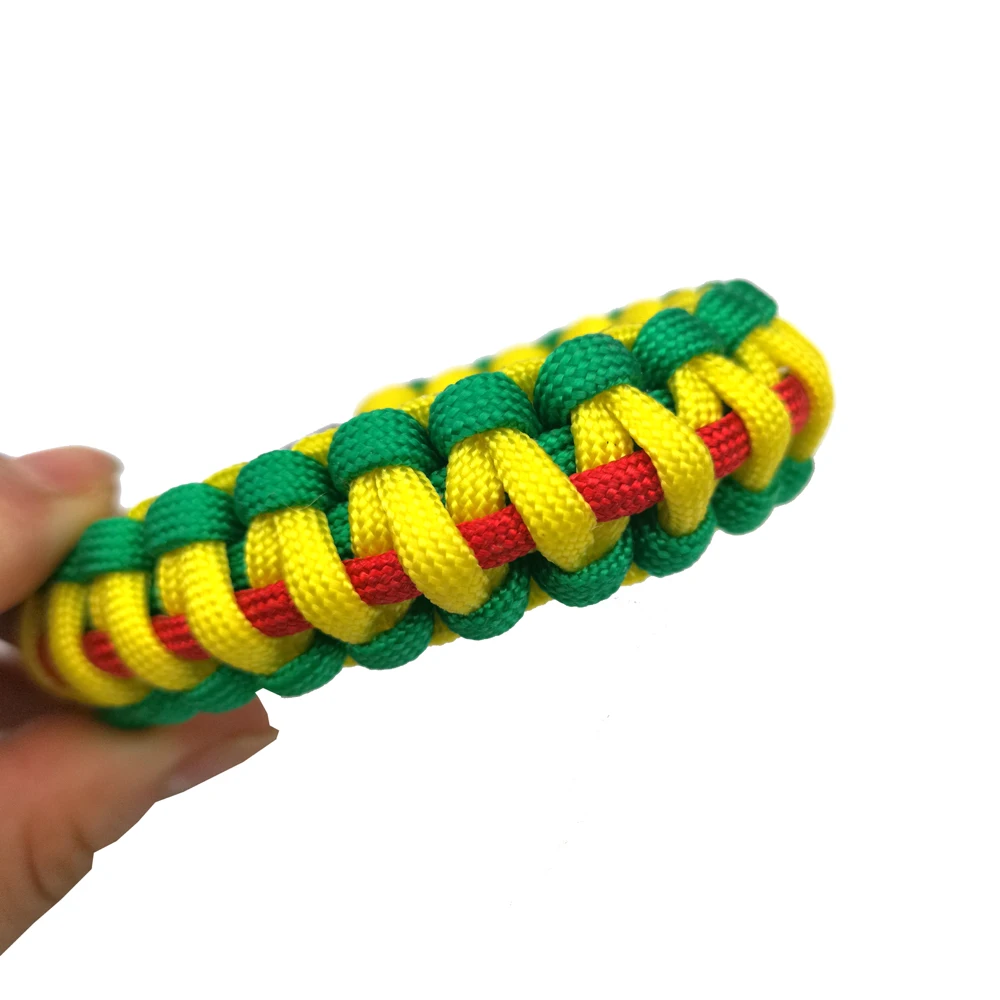 Handmade Green Outdoor Emergency Paracord Bracelet Buckle Whistle Survival Bracelet for Camping Hiking Accessories