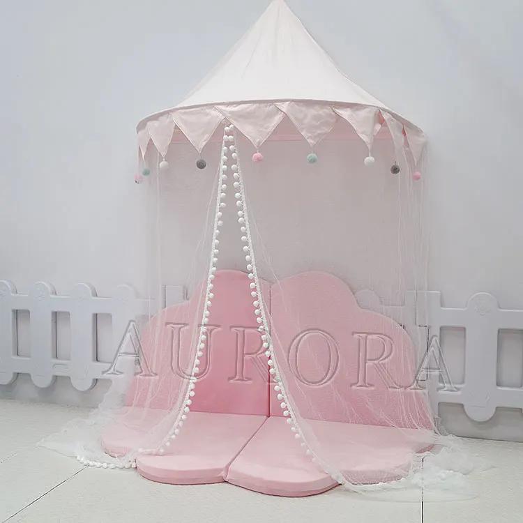 Tassel Baby Mosquito Net Boys Girls Indoor Tent Half Moon Princess Mosquito Baby Nets Castle Polyester half round Bed Canopies