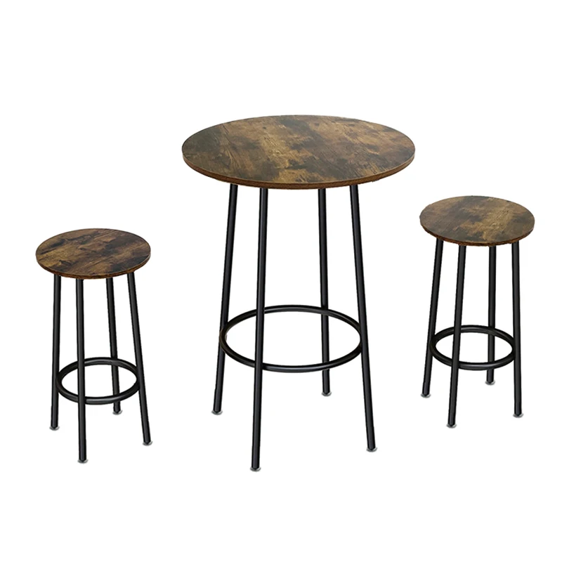 Cheap Industrial Minimalist Style Furniture Round Table Durable Solid Wood Top Table Restaurant Dining Table And Chair