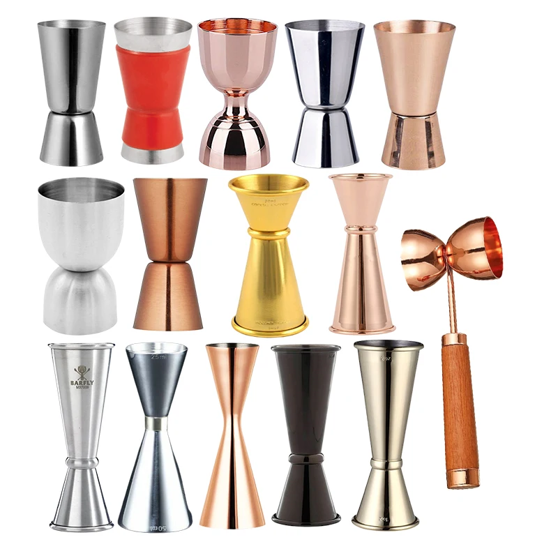 Stainless steel copper silver  golden cocktail jigger double sided bar jigger Japanese jigger with custom logo