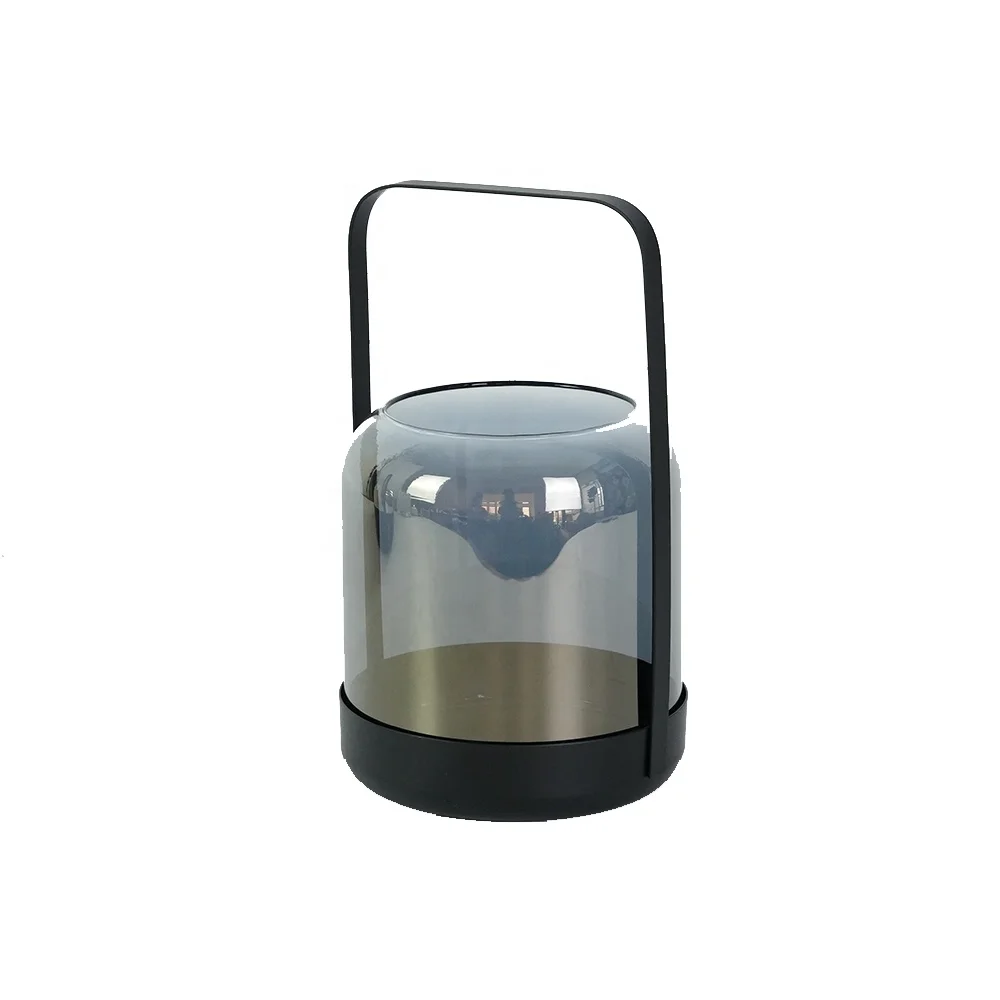 Foryoudecor new royal glass candle lantern set of 2 smoky glass metal pilar lantern for everyday use