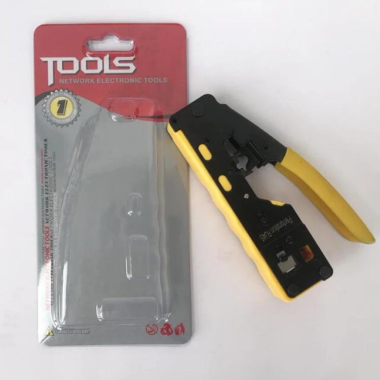 RJ45 Crimp Tool Pass Through Crimper Cutter for Cat6a Cat6 Cat5 Cat5e 8P8C Cat7 Multi Function for RJ11/RJ12 Network Crimp Tool