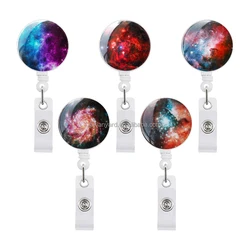 Starry sky crystal stick reel retractable holder Shell Design Retractable for Office Worker Doctor Nurse badge reel Pull ID Card