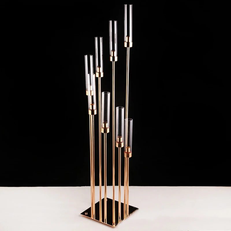 Wedding Hotel Romantic Decoration Candelabra Holder 5/8 Arm Gold Metal Candlestick