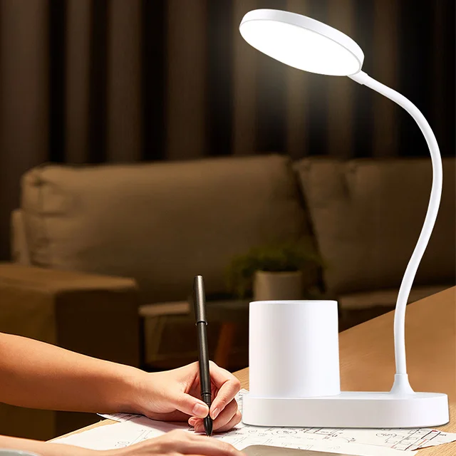 Светодиодный светильник KLT с держателем для ручки, перезаряжаемая офисная лампа с гибким рычагом и USB