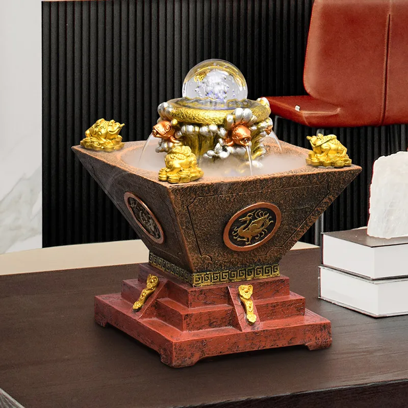 Indoor Bowl Shape Resin Water Fountain With LED Lighting Resin Gardens Waterfall Streams Fountains Water Indoor Fountain