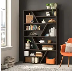 2022 Fashion Home Bookshelf Bookcase Solid Wood Living Room Furniture Wooden Modern with Inclined Book Alignment Pattern MANGO