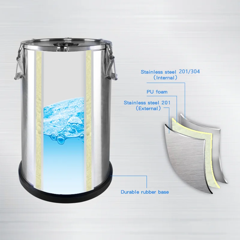 Daosheng 50L New Released Black Silica Gel Bottom Strong Sealing Barrel For Liquid Storage Container Thermos Bucket