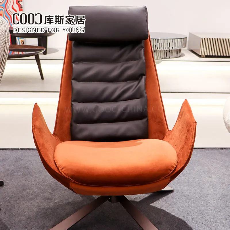 Modern Leather Velvet Fabric Swivel Accent Chair Single Arm Chair Living Room Lounge Swivel Chair